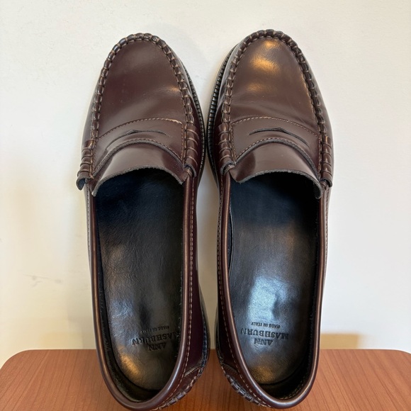 Ann Mashburn Dark Chocolate Brown Italian Leather Loafers size 38 - Picture 7 of 8